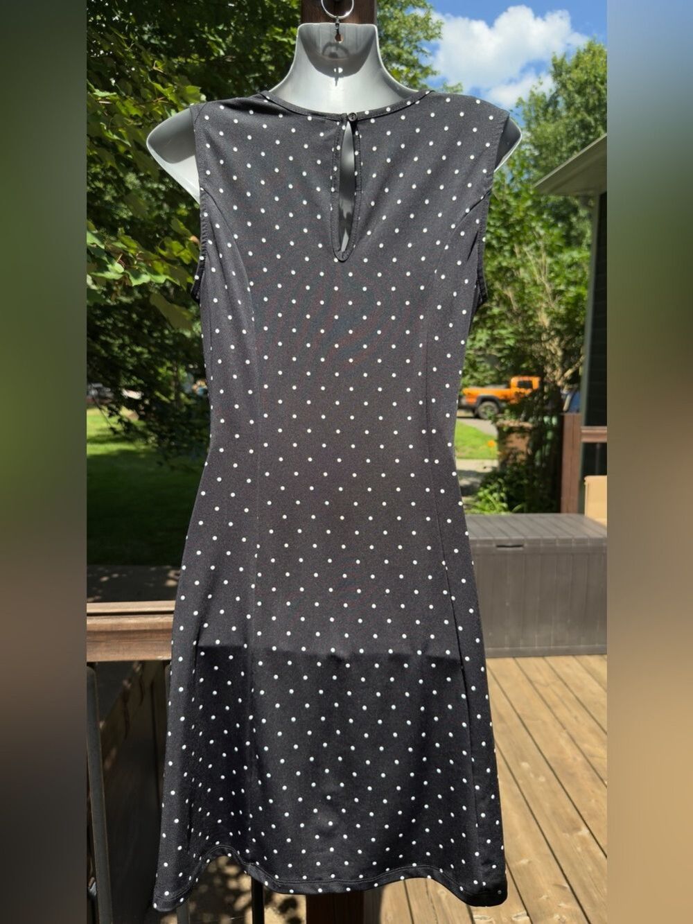 •Colori Black White Polka Dot Sleeveless Dress Medium Made in Canada - Picture 7 of 10